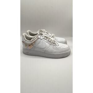 Nike Air Force 1 '07 LX Lucky Charms Gold Tone Women White Sneakers Shoes Sz 11
